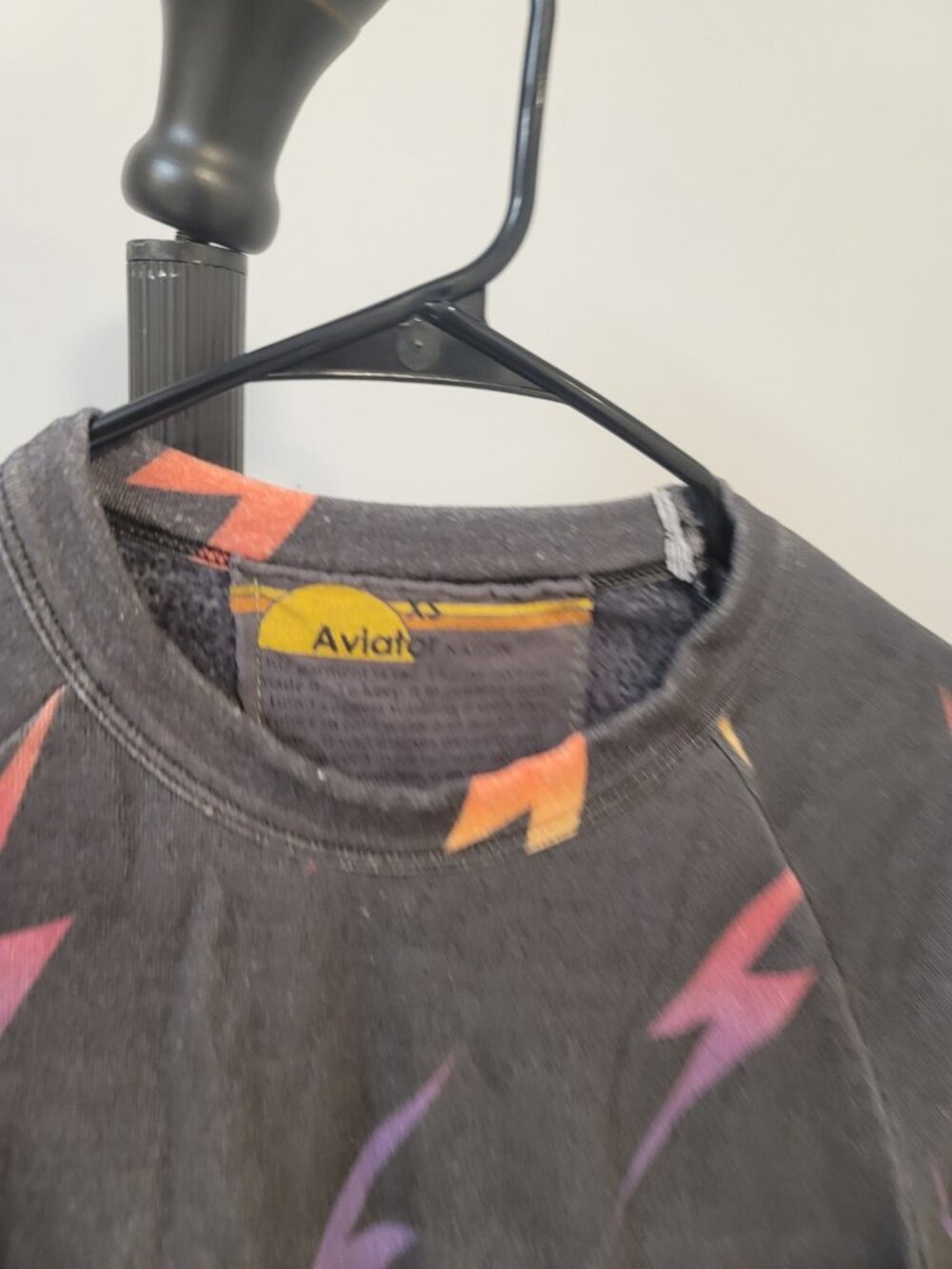 Aviator Nation All Over Lightning Bolts Sweatshirt Womens Size Xs Black Ombre - Picture 3 of 6
